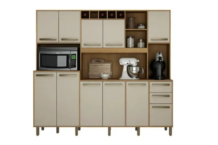 Armário Cozinha Petra Valdemoveis Cinamomo/Off White - Entrega Rápida! 