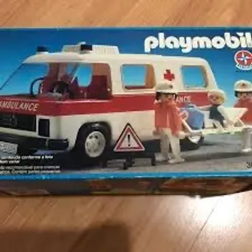 Playmobil Estrela Ambulância com acidentado anos 90
