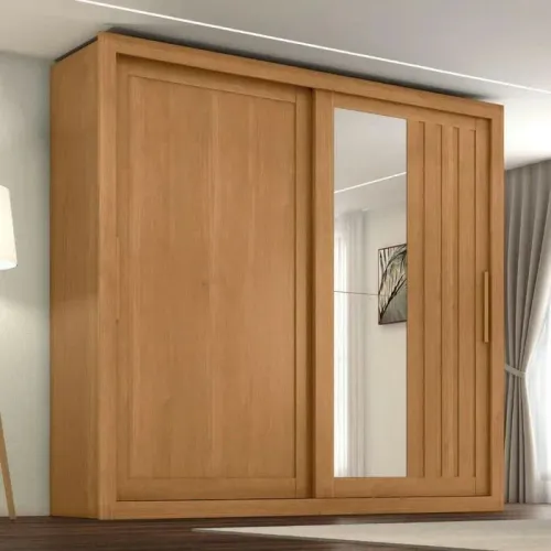 Guarda-Roupa de Casal Moderno Amadeirado com Espelho