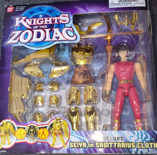 Boneco cavaleiros do zodíaco Seiya com armadura de Sagitário Bandai