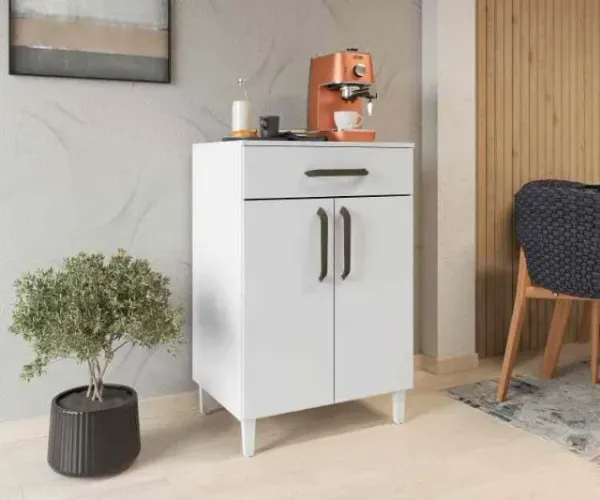 Balcão de Cozinha Luna 2Pts 1Gv Branco Moveis Parana - Entrega Rápida! 