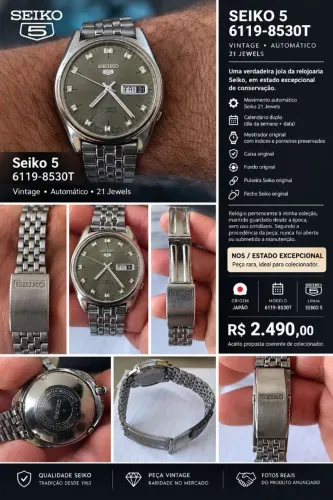 SEIKO 5 VINTAGE AUTOMÁTICO MODELO 6119 - 8530T
