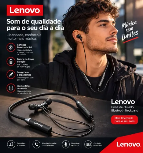 Fone Bluetooth Lenovo HE05 Sport