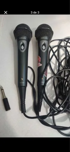 PAR DE Microfones Philips com Fio - Ótimo para Karaokê! Favor ler o anúncio!!!