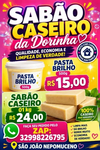 SABÃO CASEIRO E PASTA CASEIRA