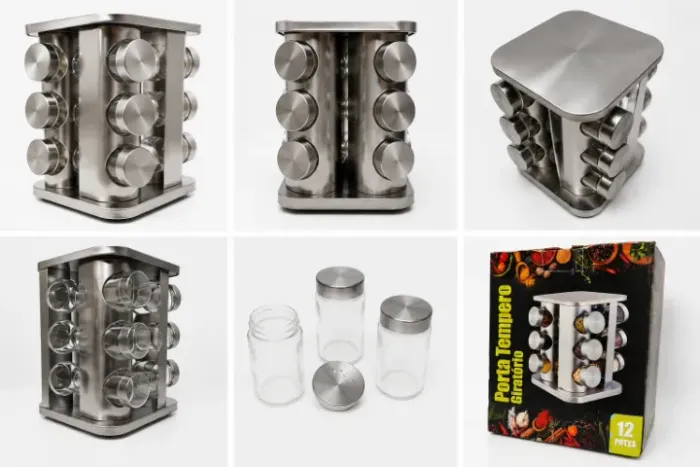 ?OFERTA | Porta Temperos Giratório Inox 12 Potes