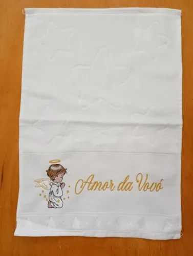Toalha Lavabo Bordada "Amor da Vovó " com desenho Dohler