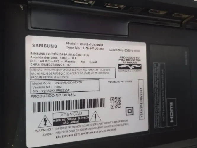 TV Samsung para retirada de placas