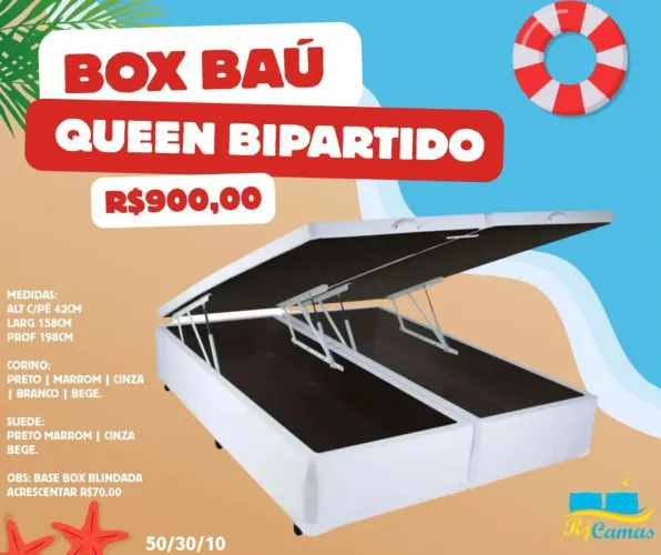 Base box Baú Queen Bipartido(Pague na entrega)