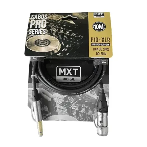 Cabo Profissional Para Microfone 5 Metros Linha Pro- Series P10 Mono P/ XLR - MXT