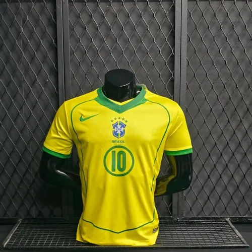 Camisa Brasil Retro Ronaldinho Gaúcho 10 Primeira Linha