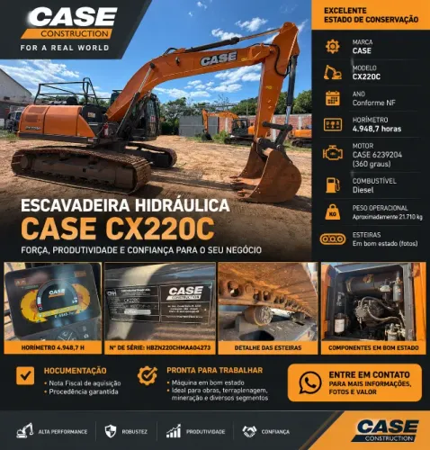 ESCAVADEIRA CASE CX220C | 4.948 HORAS | EXCELENTE ESTADO