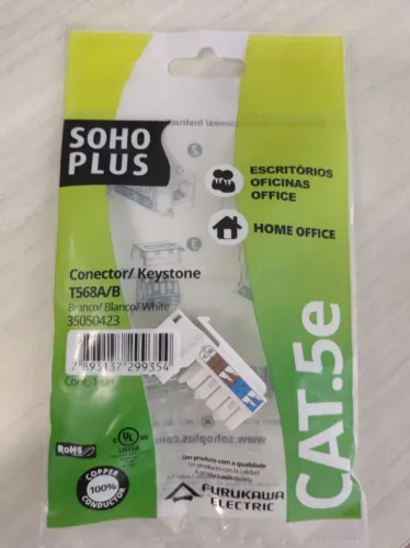 Conector/keystone para Rj45 Cat5e T568/b branco