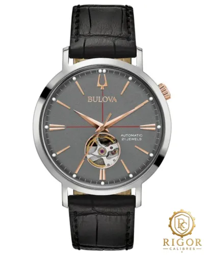 Relógio Masculino Bulova Classic 98A187: Automático, Esqueleto, Grafite, 41mm