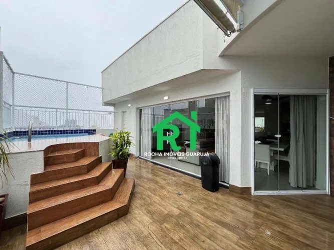 Cobertura à beira mar com 3 quartos (1 suíte), 2 vagas e lazer à venda em Tombo, Guarujá