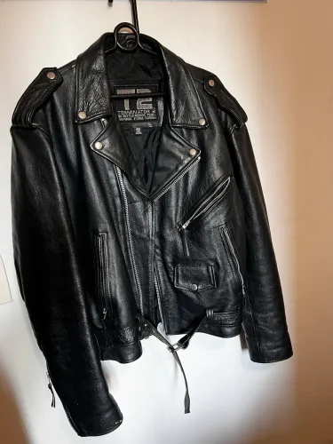 Jaqueta de couro masculina oficial Terminator T2 da Universal Studios.