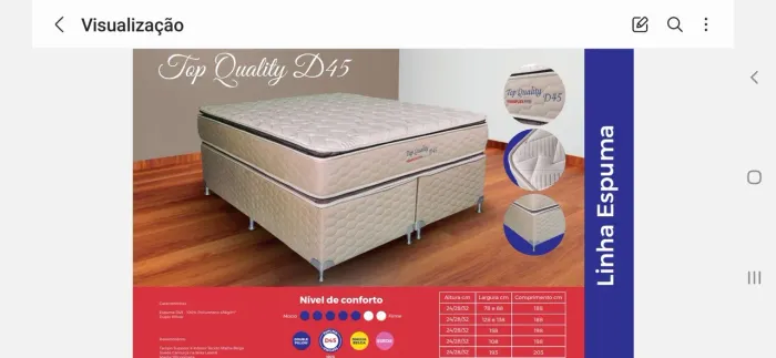 Colchao TORAFLEX casal padrão d45