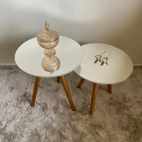 Conjunto de Mesa de apoio Valência com vidro espehado