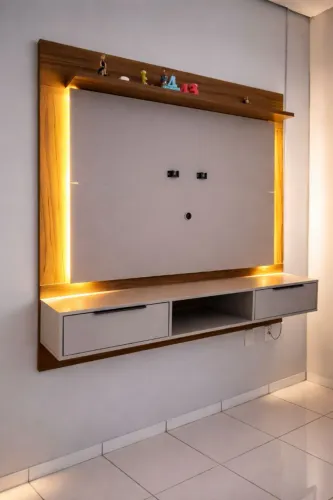 Painel para TV com LED + Rack Suspenso - Moderno e Conservado