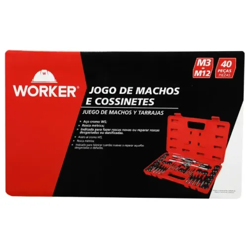 Jogo de machos e cossinetes 40pçs ( Worker )