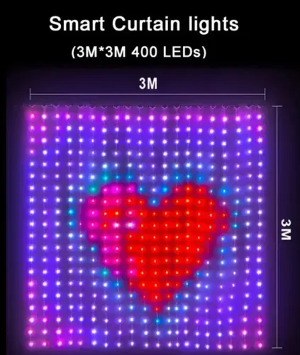 Cortina De Led Inteligente Com 400 Lâmpadas 3Mx3M - NOVA