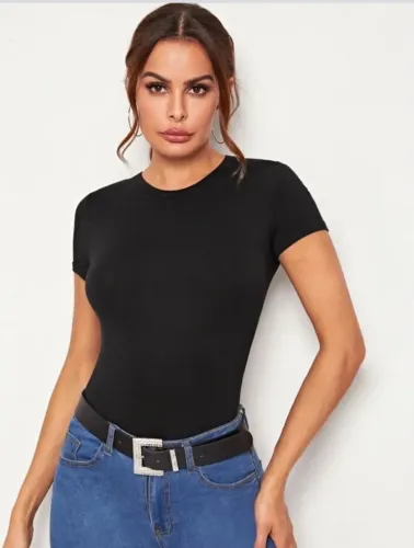 Blusa poliamida manga curta gola careca