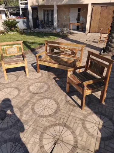 Conjunto de bancos rusticos