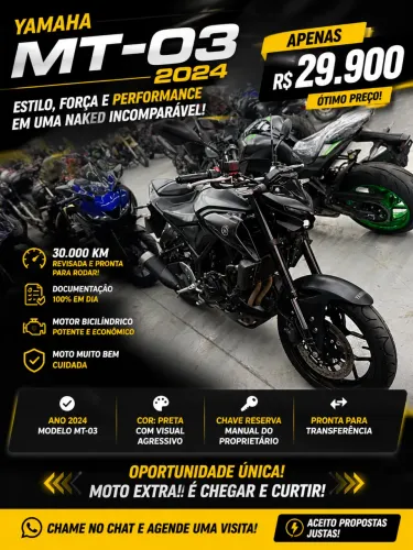 OPORTUNIDADE! YAMAHA MT-03 2024 PRETA