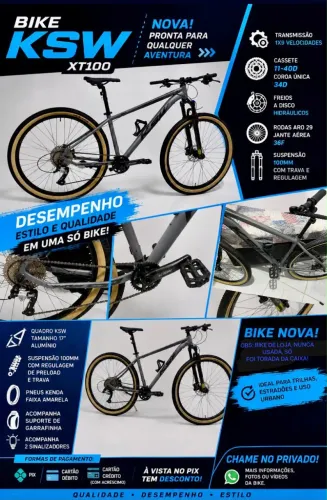 Bike KSW aro 29 - 1x9 - Nova