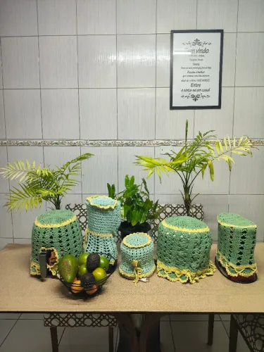 Jogo de Cozinha em Crochê e Tapetes Artesanais Sob Medida