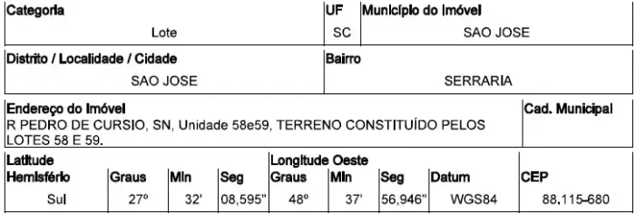 Terreno 633,6m², SERRARIA, SAO JOSE SC