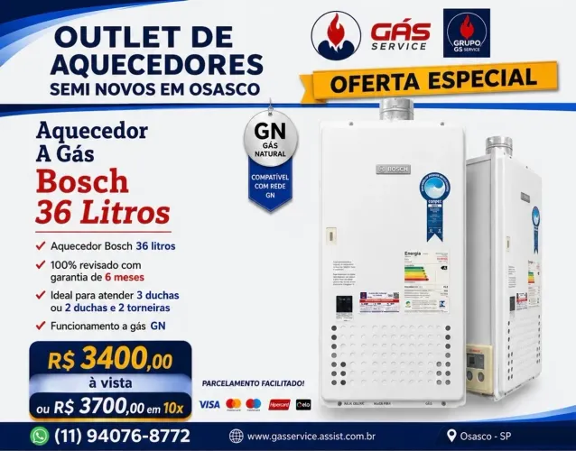 AQUECEDOR BOSCH 36 LITROS