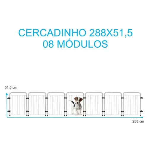 Cercado para Cachorro - em Aço 8 Módulos 