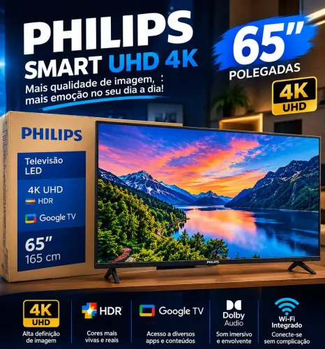 Tv 65 polegadas Philips Smart UHD 4k Lacrada