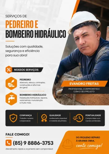 Pedreiro e bombeiro hidráulico 