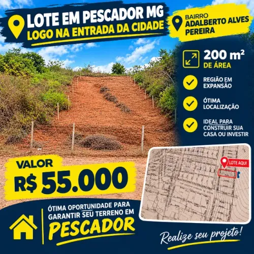 LOTE À VENDA EM PESCADOR - MG | 200 m²