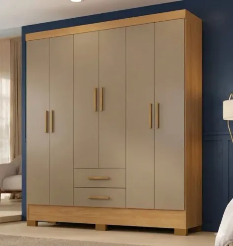 Roupeiro rodial com 6 portas 2 gavetas cinamomo capuccino