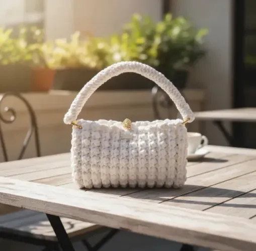 Bolsa de malha de crochê