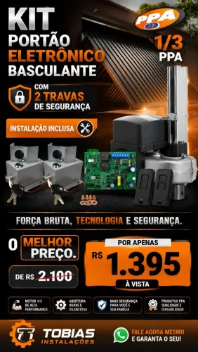 Portão eletrônico basculante 1/3 PPA/ oferta relâmpago/ para Maringá e Sarandi.