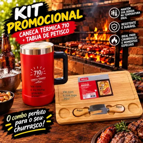 Copo termico  tabua de petisco 23x33 e caneca termica 710 vai com o seu nome gravado 