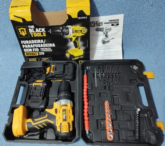 Furadeira E Parafusadeira De Impacto 2 Baterias 21v 3/8 TB21PKX The Black Tools