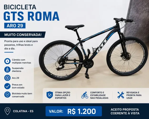 Bicicleta GTS Aro 29 - 21 Marchas