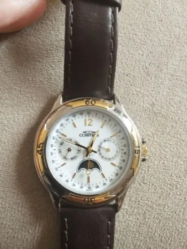 Relógio Vintage Cosmos Fase da Lua - Triple Calendar Anos 90 Original - Raro<br>###