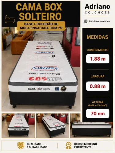 Cama box solteiro mola ensacada