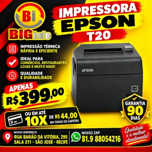 Impressora epson T20 USB para Computador Em ate 10x Fixas 