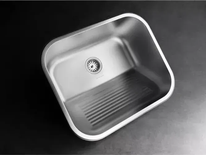 Tanque Inox Lavanderia 43x37 Monobloco Acetinado Com Válvula 3.1/2