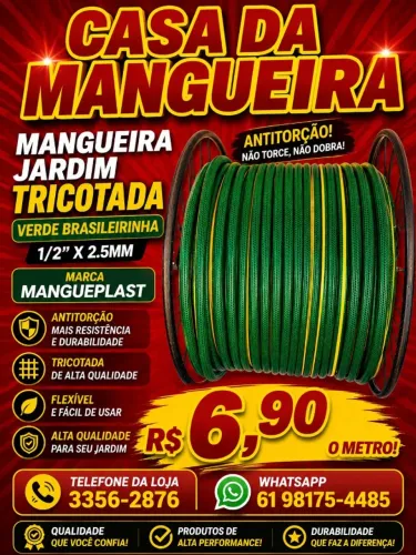 MANGUEIRA JARDIM TRICOTADA VERDE BRASILEIRINHA 1/2 X 2.5