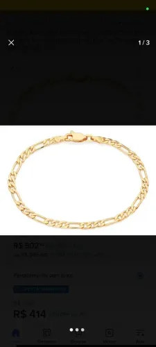 Pulseira Masculina Rommanel Folheado Ouro