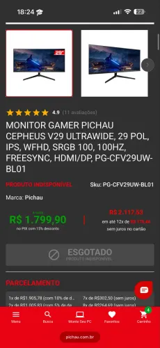 Monitor Pichau Cepheus V29 Ultrawide