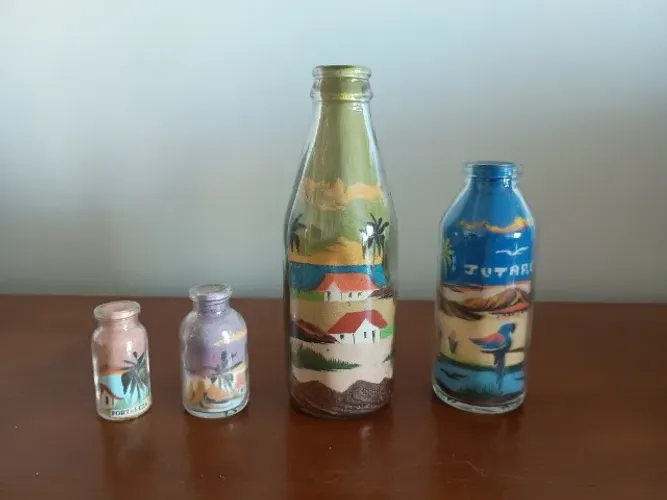 Garrafas Com Arte Em Areia Colorida Nordeste - Lote Com 4 un